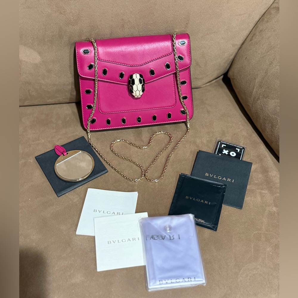 Bvlgari  Serpenti Scaglie Studs Forever Shoulder Bag Fuchsia